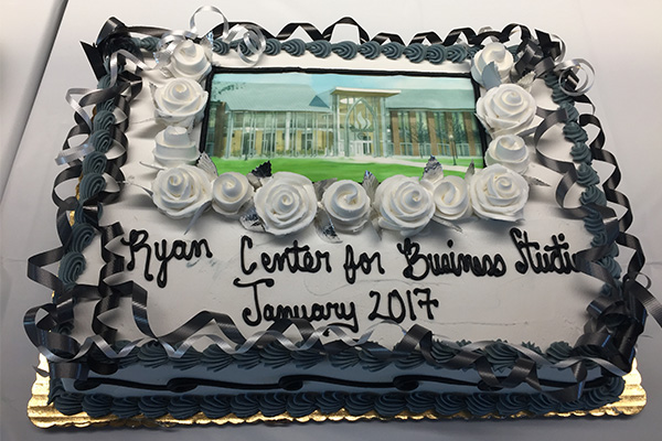 The cake to celebrate the new Ryan Center soft opening.