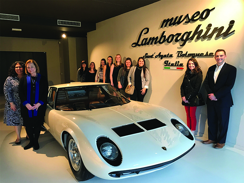 MBA students and faculty at Lamborghini in Milan, Italy