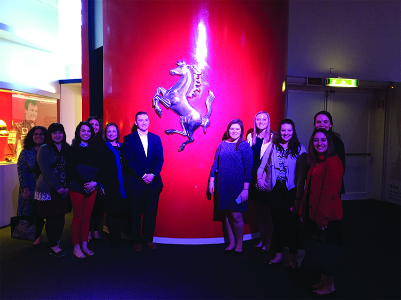 MBA students and faculty at Ferrari in Milan, Italy