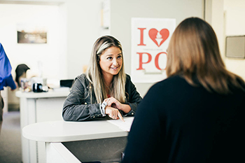 A student visits the Undergraduate Program Office for advising and course registration.