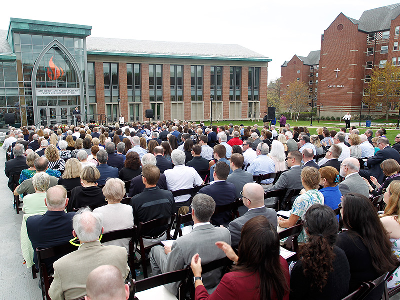 Ryan Center Dedication on the lawn of the Ryan Center.