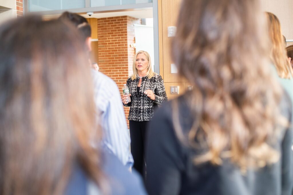 Kelly Grier of EY speaks at the 2022 PCSB Dean's Symposium.