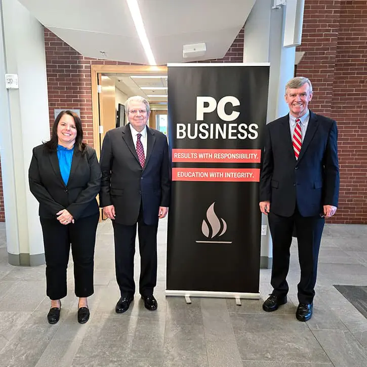 Christine Earley, Ph.D., interm dean of the Providence College School of Business, with Gene L. Dodaro, the eighth Comptroller General of the United States and head of the U.S. Government Accountability Office, and Patrick Kelly, Ph.D., professor of accountancy.