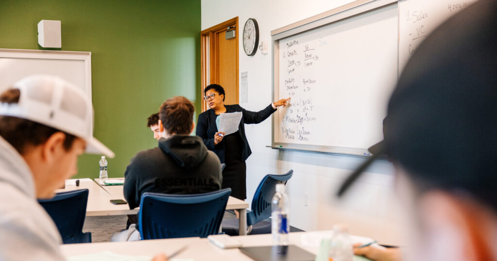 accounting professor, Sydnee Manley teaching a class