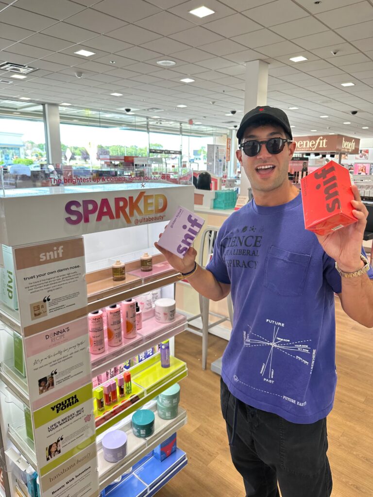 Phil Riportella with his Snif products in Ulta Beauty.