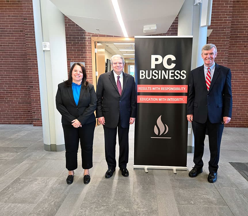 Dodaro standing with interim dean Earley and Dr. Pat Kelly