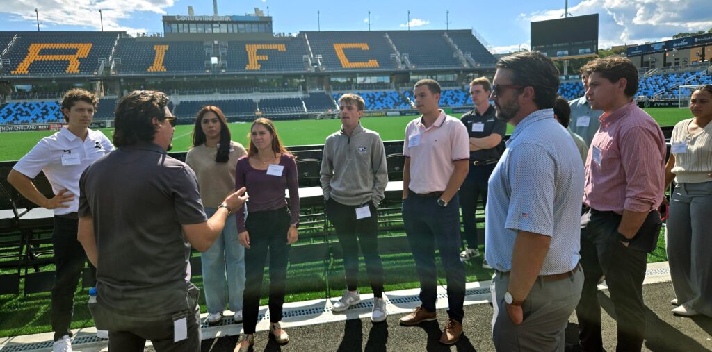 Group People standing next to Centreville Bank Stadium